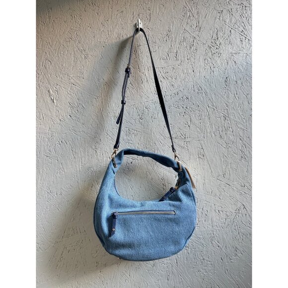 Macy's On 34th denim top handle hobo crossbody bag - Denim Blue - Picture 9 of 16
